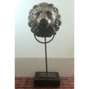 Vintage Large Brass Lion Head Maitland Smith Freestanding Hand Towel Holder